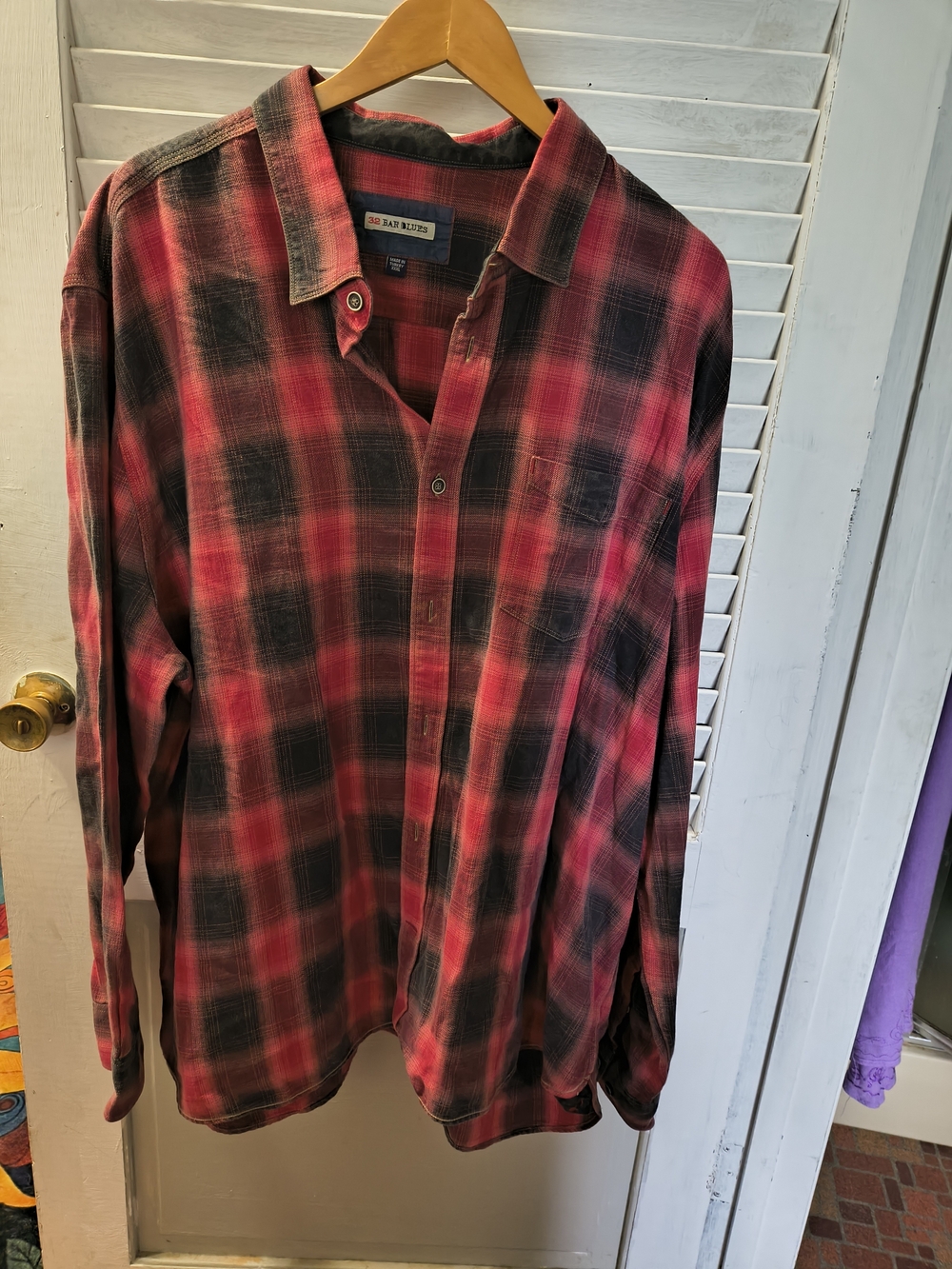 32 Bar Blues Men's Red & Black Plaid Button-Up Shirt Size XXXlarge